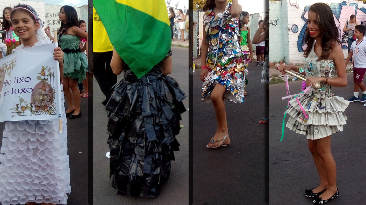 Reciclagem e sustentabilidade viram tema do desfile cívico em Altos